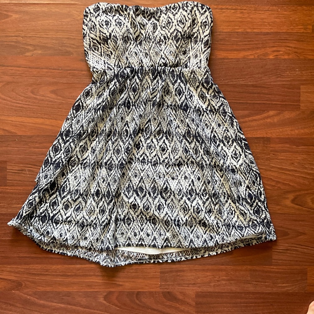 Black & White Mini Strapless Dress